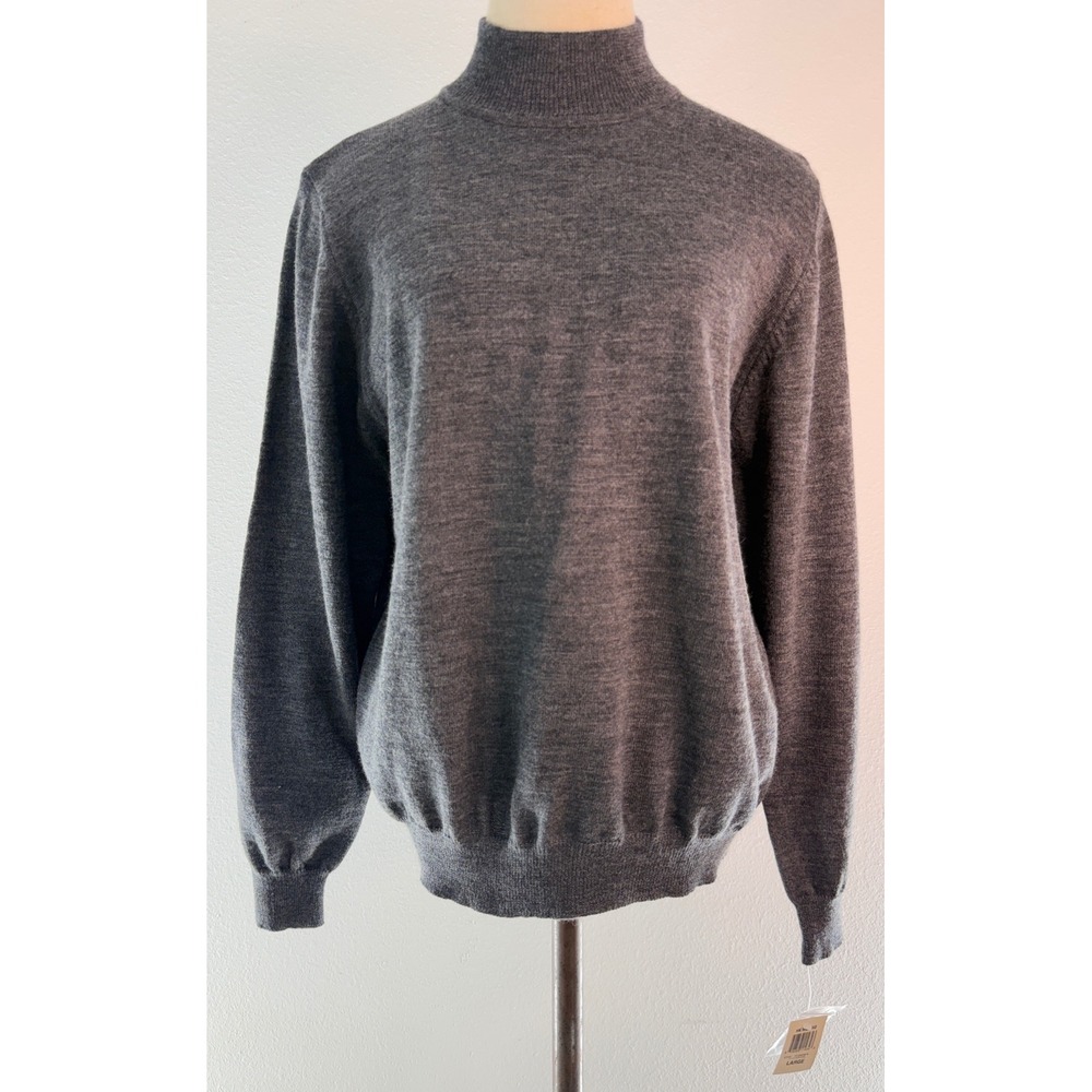 Charter Club Gray Merino Wool Turtleneck Sweater Deadstock Vintage90s Minimalist